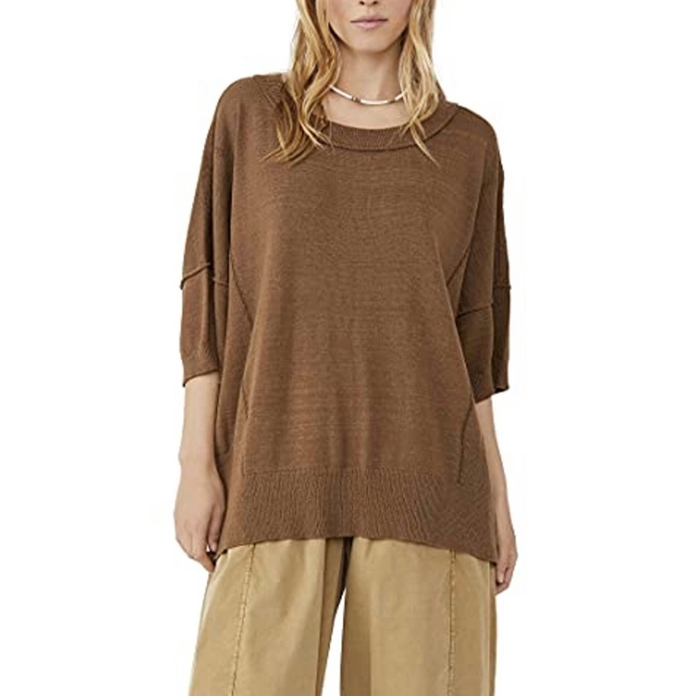 Free People Work From Home Women Pullover Sweater Top Mushroom Small - Picture 2 of 12